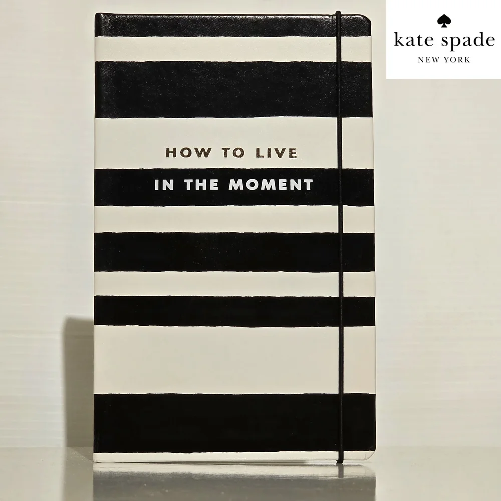 NWT Kate Spade ♠️ 'How To Live In The Moment' Black and White Striped Journal
